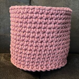 NWT Two Handmade Crocheted Baskets - Rose Color